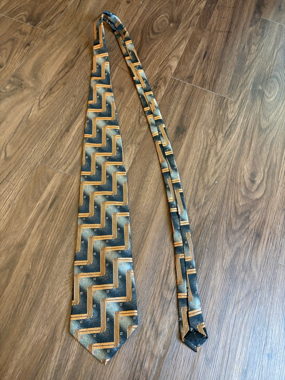 Men's Geometric Green & Gold Tie